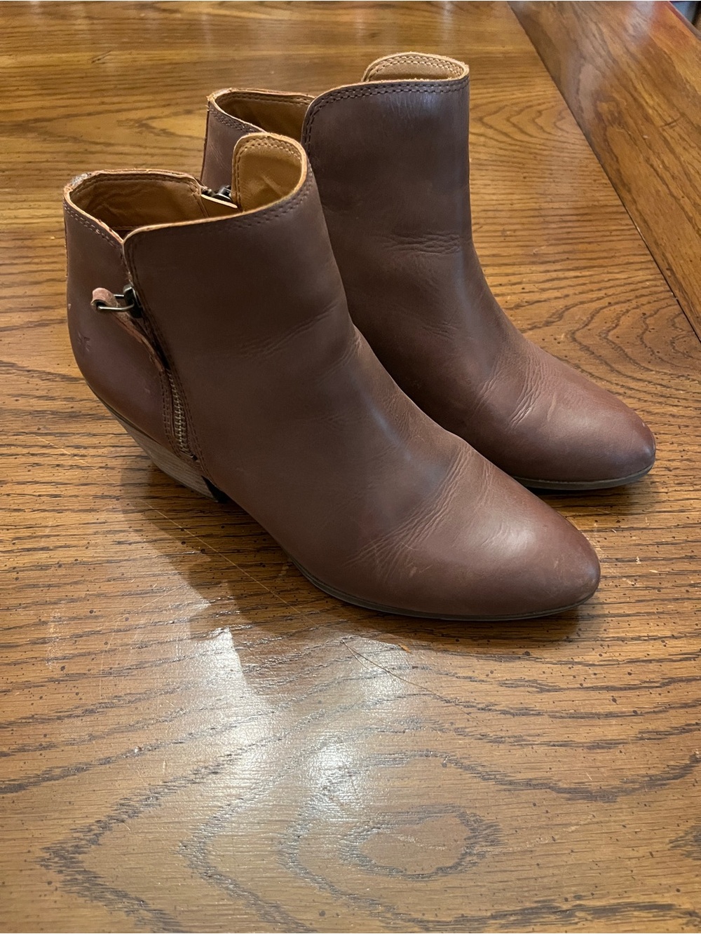 Frye Judith double zip leather ankle boots, size 7.5